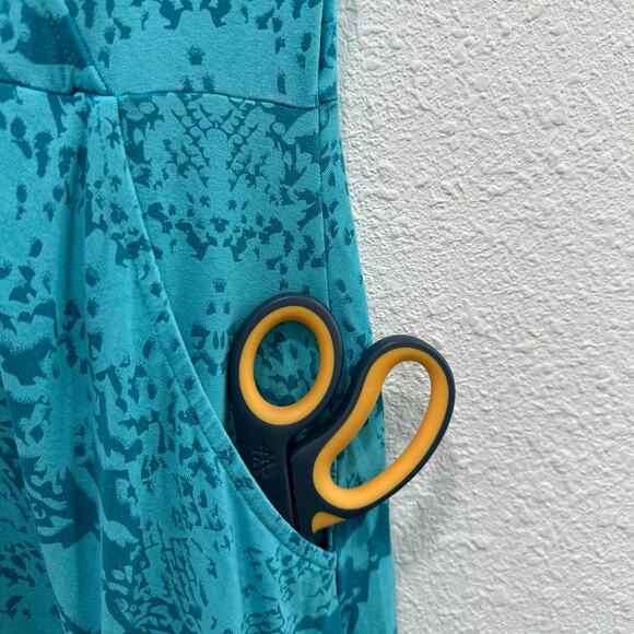 Fresh Produce Faux Wrap V Neck Dress Women XL Blue Short Sleeve Jersey Knit - Picture 5 of 8